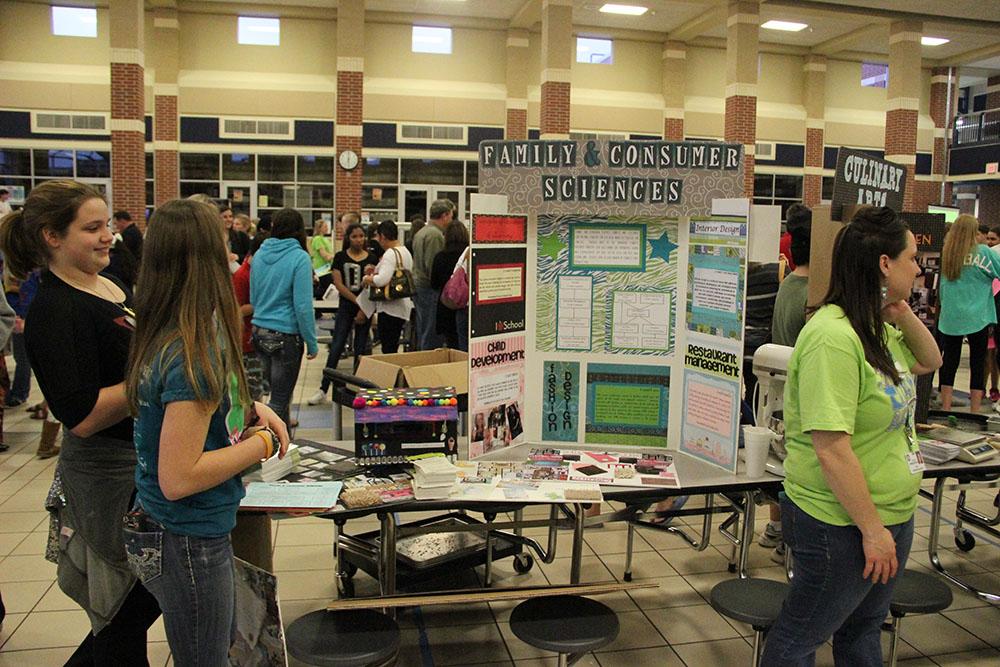 Students browse prospective elective options.