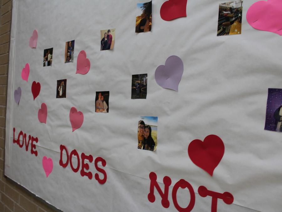 The bulletin board on Main Street shows Cy Ranch's support for teen dating violence awareness.