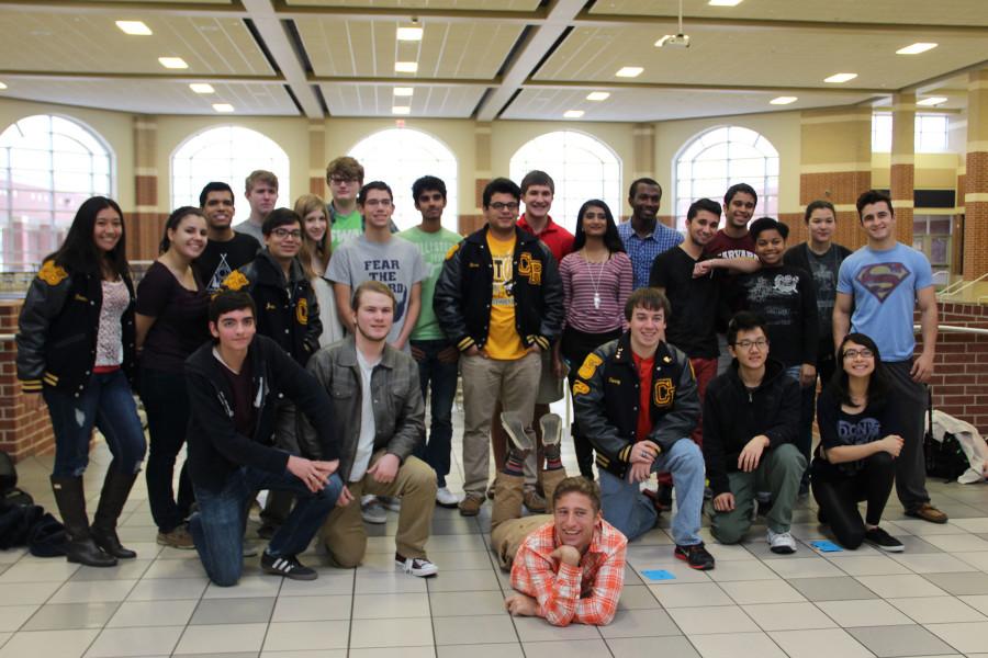 The National Merit scholars pose for the camera.